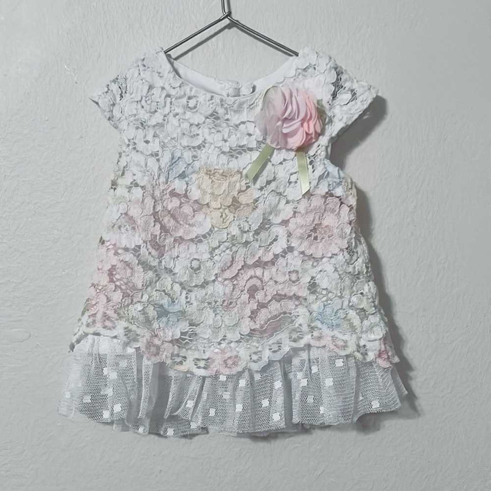 Rare Editions White Lace Baby Dress